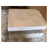 GREY 2 TIER LIGHTED MODERN COFFEE TABLE 30 3/4" SQUARE X 14" TALL
