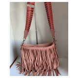ROSE SUEDE FRINGE HOBO SHOULDER BAG
