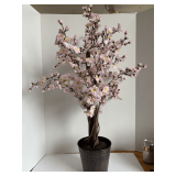 METAL POT WITH CHERRY BLOSSOM TREE 32" TALL