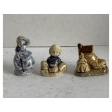 3 VINTAGE WADE RED ROSE TEA NURSERY FIGURINES