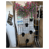 2 BLACK WIRE DISPLAY STANDS, REAL LOOK ARTIFICIAL FLOWERS & MORE