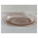 VINTAGE PINK DEPRESSION GLASS DISH "MAYFAIR" 11 1/4" LONG