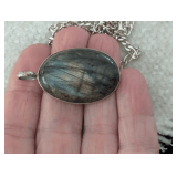 Sterling Silver Labradorite Pendant Necklace With Chain