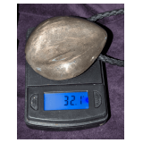 Very Large Sterling Silver Pendant with Leather Cord with Sterling Clasp
