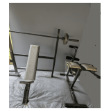 2pc - BFS Bigger Faster Stronger  Weight Lifting Bench and Rack With Bar Set Plus Hyper Extension Bench