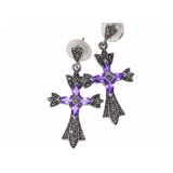 Sterling Silver Cross Earrings with Gem Stones 9.8 Grams