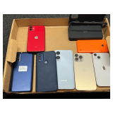 Cell phone assortment to include cricket, Motorola, Apple, and more, eight pieces total, working condition unknown, see pictures for details.