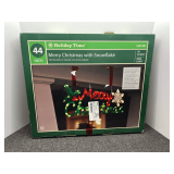 Holiday time merry Christmas with snowflake lighted decoration, 44", comes in original box, working condition unknown, see pictures for details.