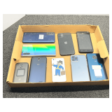Cell phone assortment to include Motorola, Samsung, Apple, and more, working condition unknown. Nine pieces total, see pictures for details.