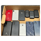 Cell phone assortment to include Apple, Samsung, T-Mobile, and more, working condition unknown. 11 pieces total, see pictures for details.