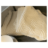 2 VERY NICE HAND CROCHET CREAM COLORED THROWS