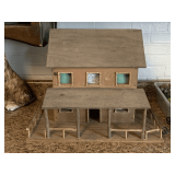 VINTAGE HANDMADE FARMHOUSE/DOLLHOUSE 22 1/2" WIDE X 18" DEEP X 18" TALL