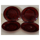 4 LUNCHEON PLATES - VINTAGE RUBY RED DINNERWARE BY CRISTAL D