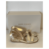 NEW MARC FISHER GOLD SANDALS WITH ANKLE STRAPS SIZE 6 1/2