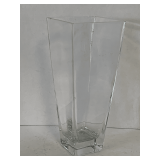 VINTAGE TALL HEAVY SQUARE TOP VASE 4 1/4" X 4 1/4" X 11 1/2" TALL