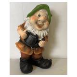 HEAVY POTTERY GARDEN GNOME FIGURINE 14" TALL X 7 1/2" WIDE