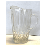 VINTAGE HEAVY INDIANA GLASS DIAMOND POINT WATER PITCHER 9" TALL