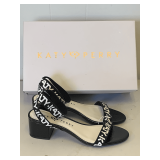 NEW KATY PERRY BLACK/WHITE SANDALS WITH ANKLE STRAPS SIZE 6 1/2