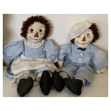 PAIR OF HANDMADE VINTAGE RAGGEDY ANN & ANDY DOLLS 18" TALL