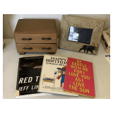 RUSTIC WOOD FRAME 8 1/2" X 7", SMALL WOODEN JEWELRY BOX 8" LONG X 6" DEEP X 5" TALL & MORE