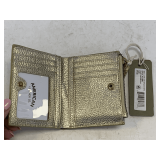 NEW GOLD METALLIC LEATHER WALLET WITH RFID