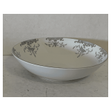VINTAGE MIKASA FINE CHINA "BEVILLE" (WHITE WITH PATTERNS OF BLUE ROSES W/ GOLD TRIM) - 8" SERVING BOWL