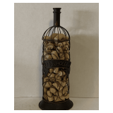 BRONZE METAL CORK HOLDER FULL OF CORKS 15 1/2" TALL X 5 1/2" ROUND