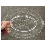 VINTAGE AVON BICENTENNIAL CLEAR OVAL DISH 9" X 6 3/4"