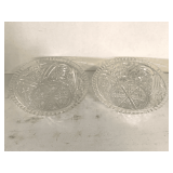 2 VINTAGE ANCHOR HOCKING CLEAR STARS & BARS SERVING BOWLS 8" ROUND