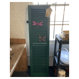 DARK GREEN WOOD SHUTTER WITH METAL BUTTERFLIES 59" TALL X 16" WIDE