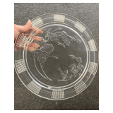 VINTAGE ROUND FEDERAL GLASS "SHARON" CLEAR FOOTED CAKE PLATE