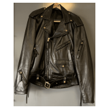 LANGLITZ BLACK LEATHER BIKER JACKET SIZE XL