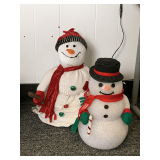 ACRYLIC LIGHTED SNOWMAN 12 1/2" TALL X 6" WIDE & ANIMATED KNIT SNOWMAN 17" TALL X 10" WIDE
