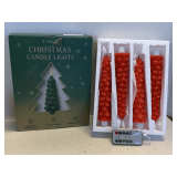 NEW IN BOX 4 RED CHRISTMAS TREE CANDLES WITH REMOTE CANDLES 10" LONG