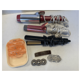 SHELF LOT TO INCLUDE CURLING IRONS & MORE