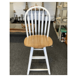 SOLID WOOD WHITE & NATURAL BAR STOOL 43" TALL X 17" DEEP X 17 1/2" WIDE