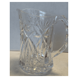 VINTAGE HEAVY CRYSTAL LEADED FRENCH CUT CLEAR WATER PITCHER BY J.G. DURAND 8" TALL X 7 1/2" WIDE