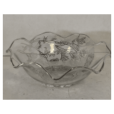 VINTAGE FOSTORIA STERLING SILVER OVERLAY BOWLS WITH FLOWER PATTERN & FLUTED RIM 9 1/2" ROUND X 3 1/4" DEEP