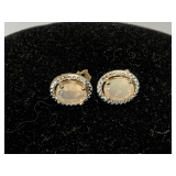 925 GOLD OVERLAY OPAL PIERCED EARRINGS