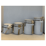 4 PIECE CREAM CERAMIC STONEWARE CANISTER SET