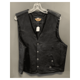 HARLEY DAVIDSON BLACK LEATHER VEST SIZE L