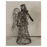 BLACK METAL WIRE FORM STANDING ANGEL WITH CRYSTAL BEADING 12" TALL X 6" WIDE