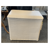 WHITE WICKER HAMPER 12" DEEP X 19" TALL X 20 1/2" WIDE