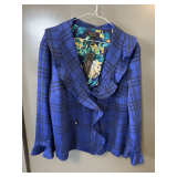 NEW C WONDER BY CHRISTIAN SIRIANO BLUE & BLACK PLAID JACKET SIZE M