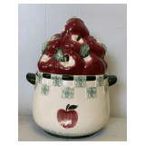 VINTAGE CERAMIC APPLE BASKET COOKIE JAR 12" TALL X 9" WIDE