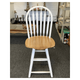 SOLID WOOD WHITE & NATURAL BAR STOOL 43" TALL X 17" DEEP X 17 1/2" WIDE