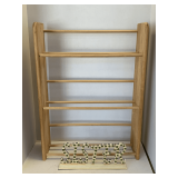 WOOD VHS RACK 26" TALL X 6" DEEP X 19" WIDE & PAINTED "SISTER" DECOR 12 1/2" LONG X 5" TALL