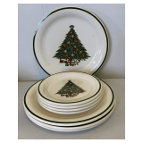 CHRISTMAS TREE CHINA - 4 DINNER PLATES & 4 DESSERT PLATES