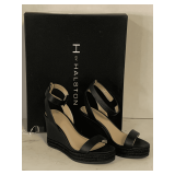 NEW H BY HALSTON BLACK ANKLE WEDGE SHOES SIZE 6 1/2