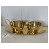 VINTAGE LIFETIME PAUL REVERE 24K GOLD ELECTROPLATED SUGAR, CREAM & UNDERPLATE